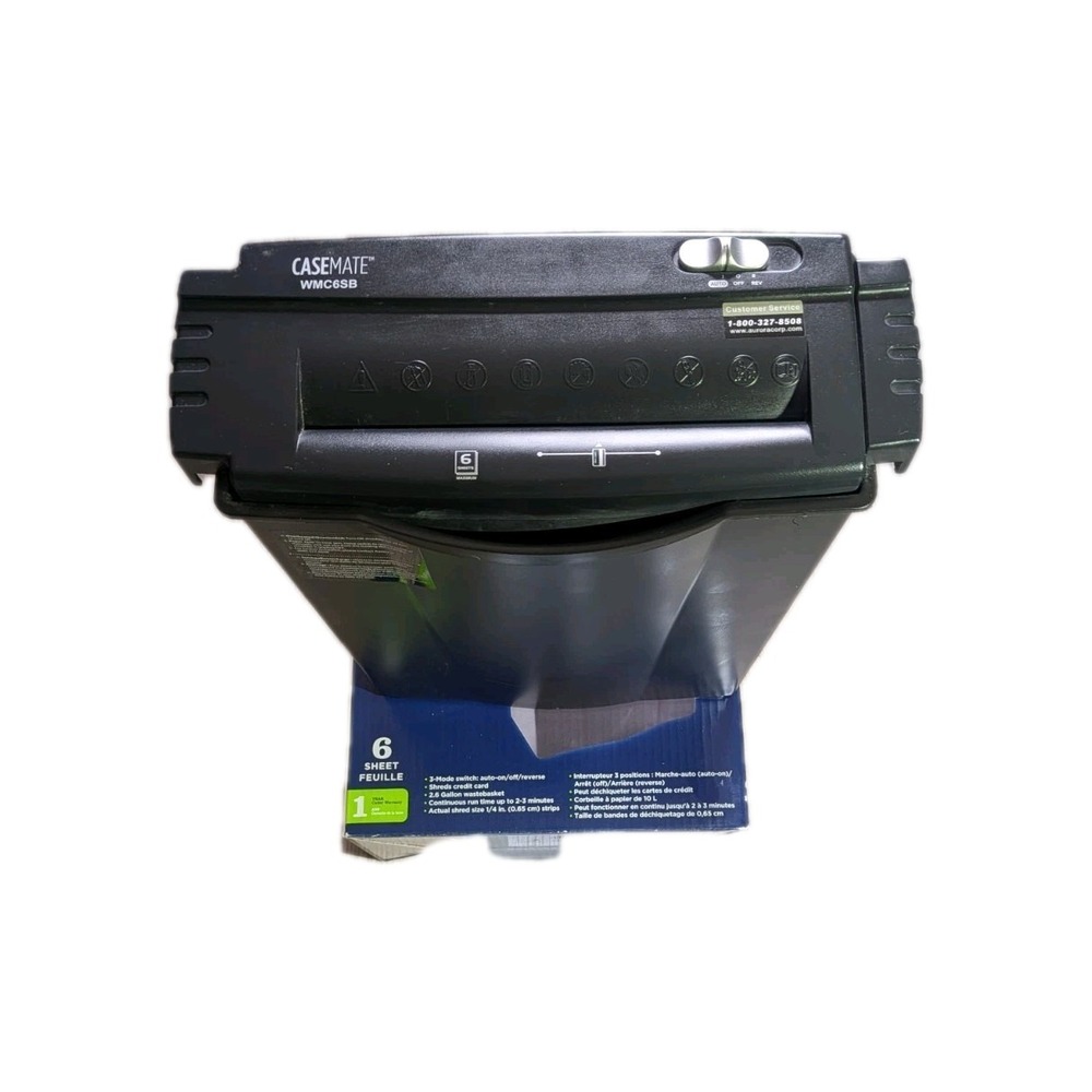 Durabrand Office Paper Shredder 6-Sheet Strip Cut (Model WM6S)- New Open Box